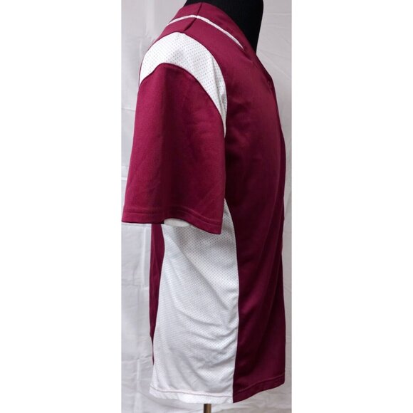 NIKE Mens XL Maroon White Short Sleeve Baseball Button Up Logo Jersey - Picture 7 of 13